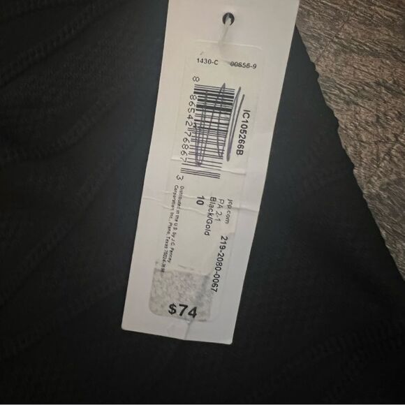 Off-shoulder black Bodycon midi dress gold zipper back NWT Size 10 Premier Amour - Picture 7 of 12